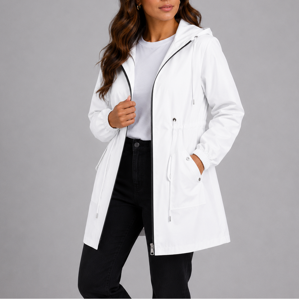 Sophia | Women's Hooded Rain Jacket | Drawstring Waist · PNY