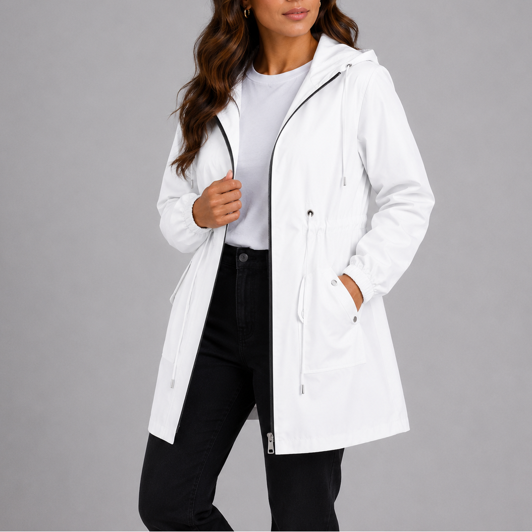 Sophia | Women's Hooded Rain Jacket | Drawstring Waist · PNY