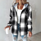 Sophia | Women's Hooded Shacket | Plaid Print · PNY