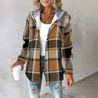 Sophia | Women's Hooded Shacket | Plaid Print · PNY