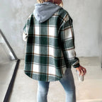 Sophia | Women's Hooded Shacket | Plaid Print · PNY