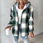 Sophia | Women's Hooded Shacket | Plaid Print · PNY