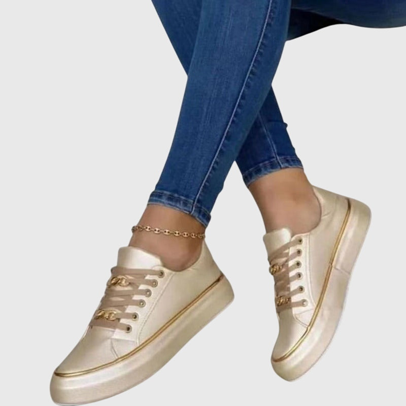Sophia | Women's Lace-Up Sneakers | Chain Detail · PNY