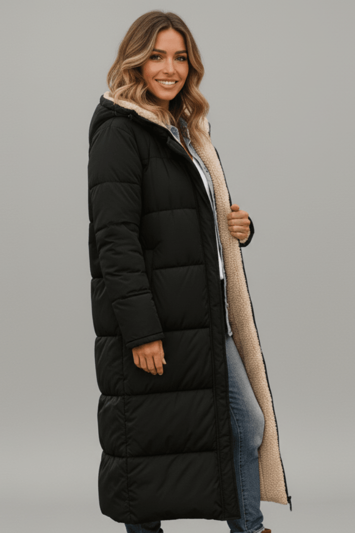 Sophia | Women's Longline Puffer Coat | Sherpa-Lined · PNY