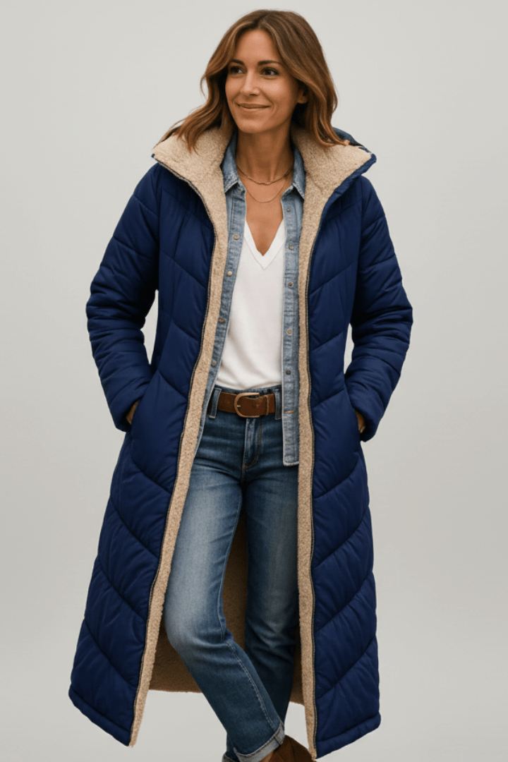 Sophia | Women's Longline Puffer Coat | Sherpa-Lined · PNY