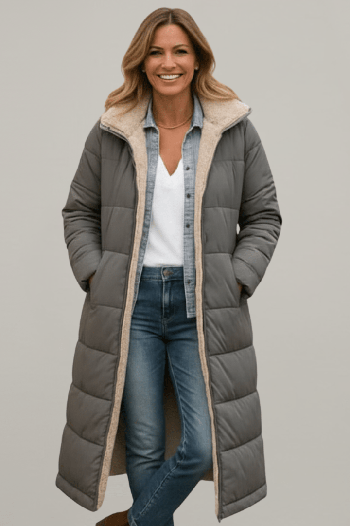 Sophia | Women's Longline Puffer Coat | Sherpa-Lined · PNY