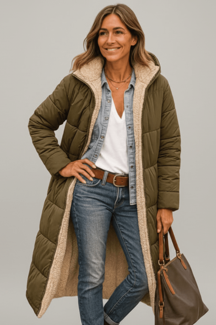 Sophia | Women's Longline Puffer Coat | Sherpa-Lined · PNY