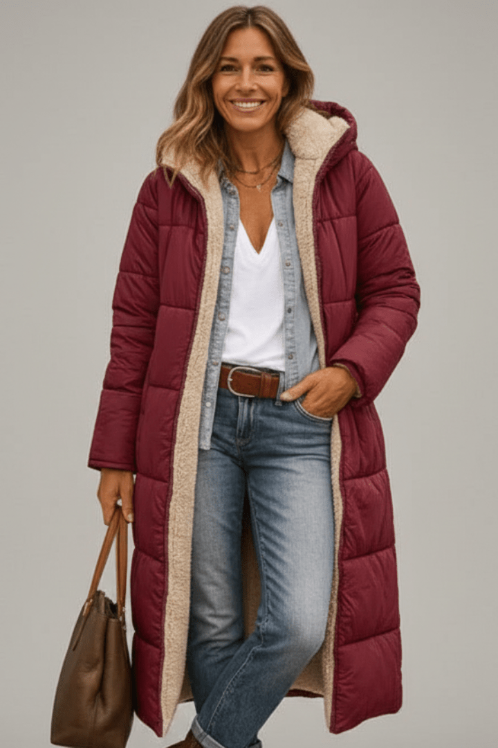 Sophia | Women's Longline Puffer Coat | Sherpa-Lined · PNY