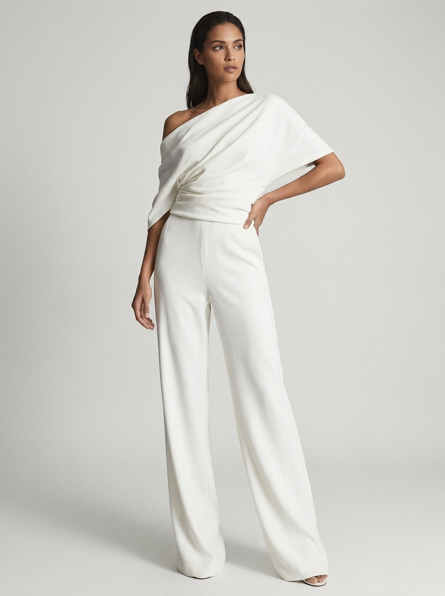 Sophia | Women's One-Shoulder Jumpsuit | Wide-Leg - PNY