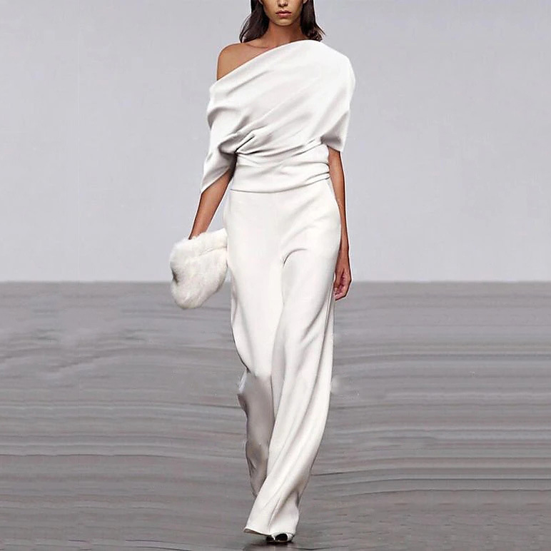 Sophia | Women's One-Shoulder Jumpsuit | Wide-Leg · PNY
