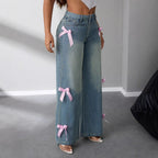 Sophia | Women's Wide-Leg Jeans | Bow Accents · PNY