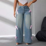 Sophia | Women's Wide-Leg Jeans | Bow Accents