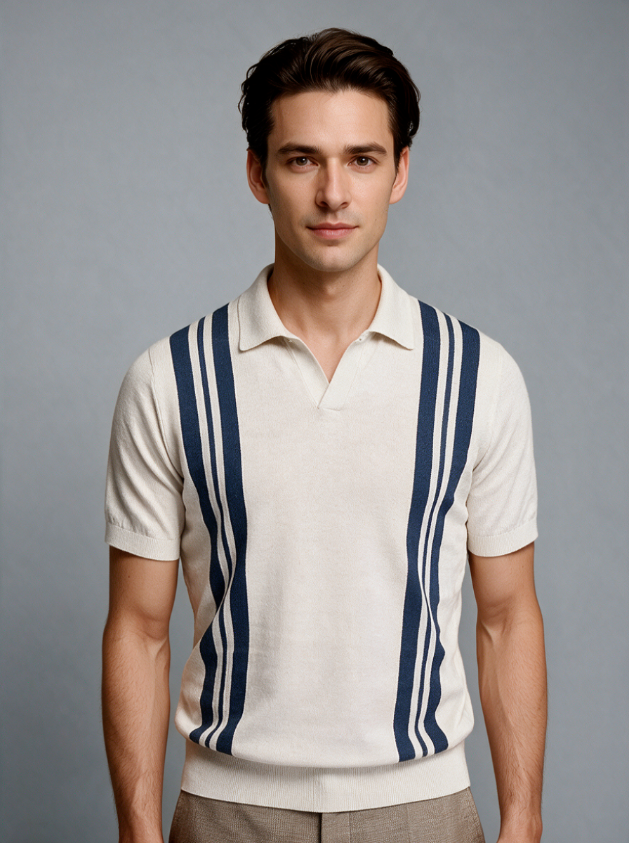 Theodore | Men's Short-Sleeve Polo | Striped Knit