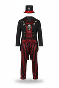Victor | Men's Skull Halloween Costume | Striped Tailcoat