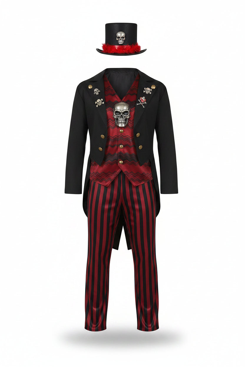 Victor | Men's Skull Halloween Costume | Striped Tailcoat · PNY