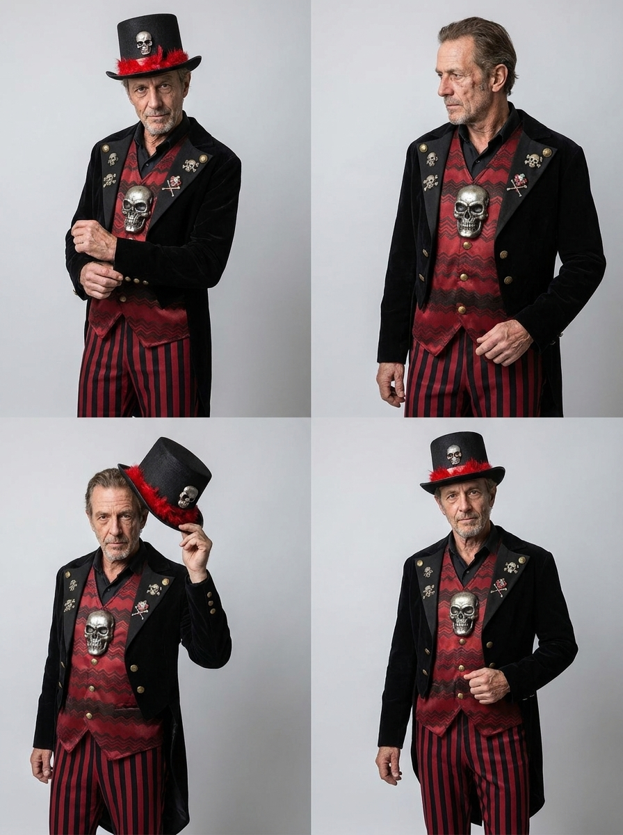Victor | Men's Skull Halloween Costume | Striped Tailcoat-Pick NewYork