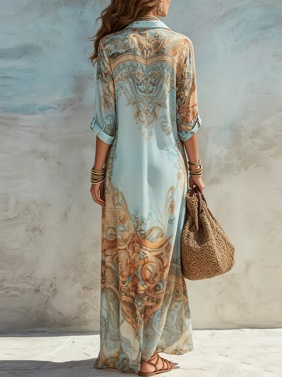 Vivian | Women's Button-Up Maxi Dress | Abstract Print · PNY