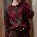 Vivian | Women's Crewneck Sweater | Argyle Knit