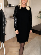 Vivian | Women's Crewneck Sweatshirt Dress | Sequin Sleeves · PNY