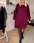 Vivian | Women's Crewneck Sweatshirt Dress | Sequin Sleeves · PNY