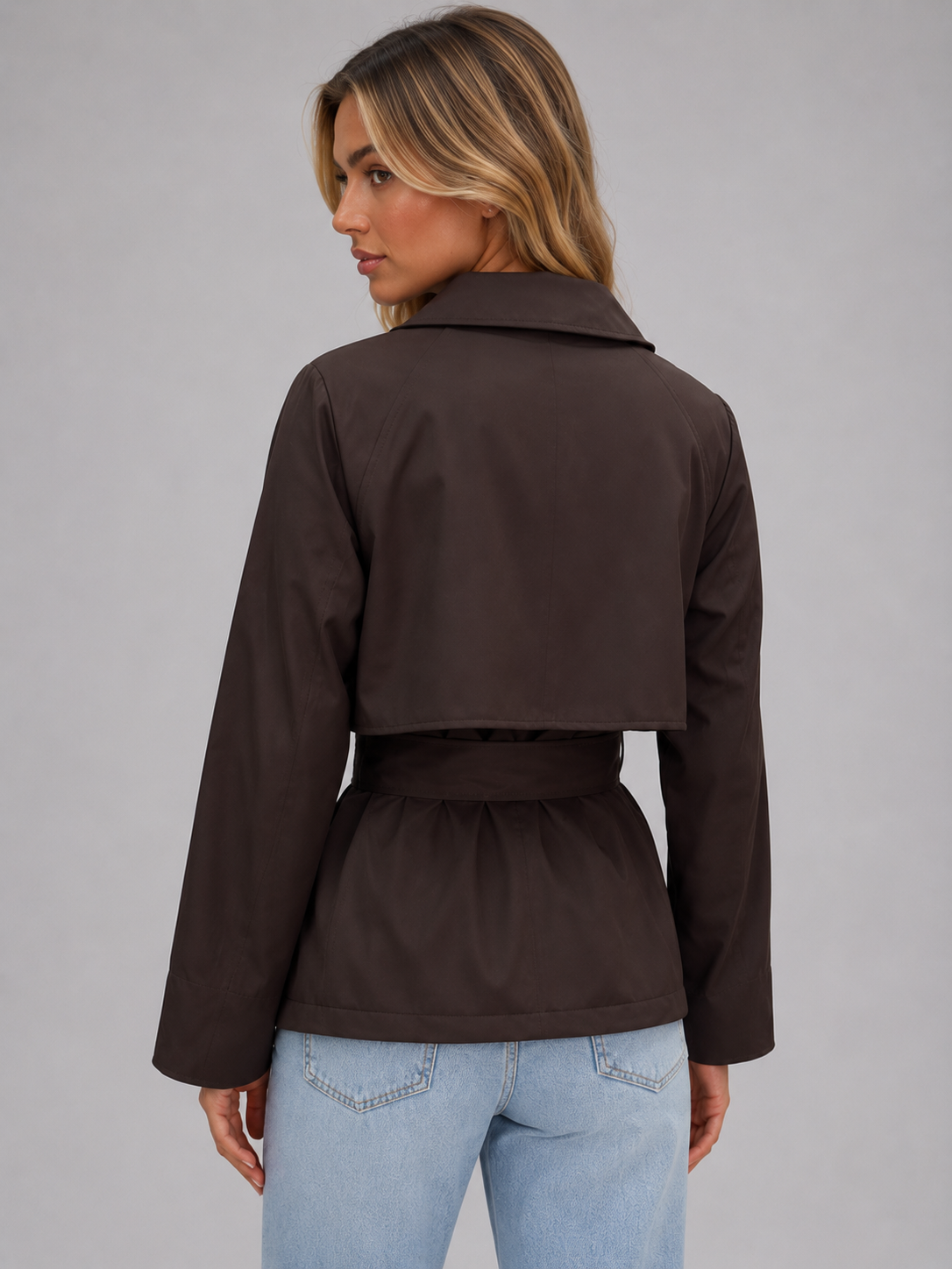 Vivian | Women's Cropped Trench Coat | Belted Waist · PNY