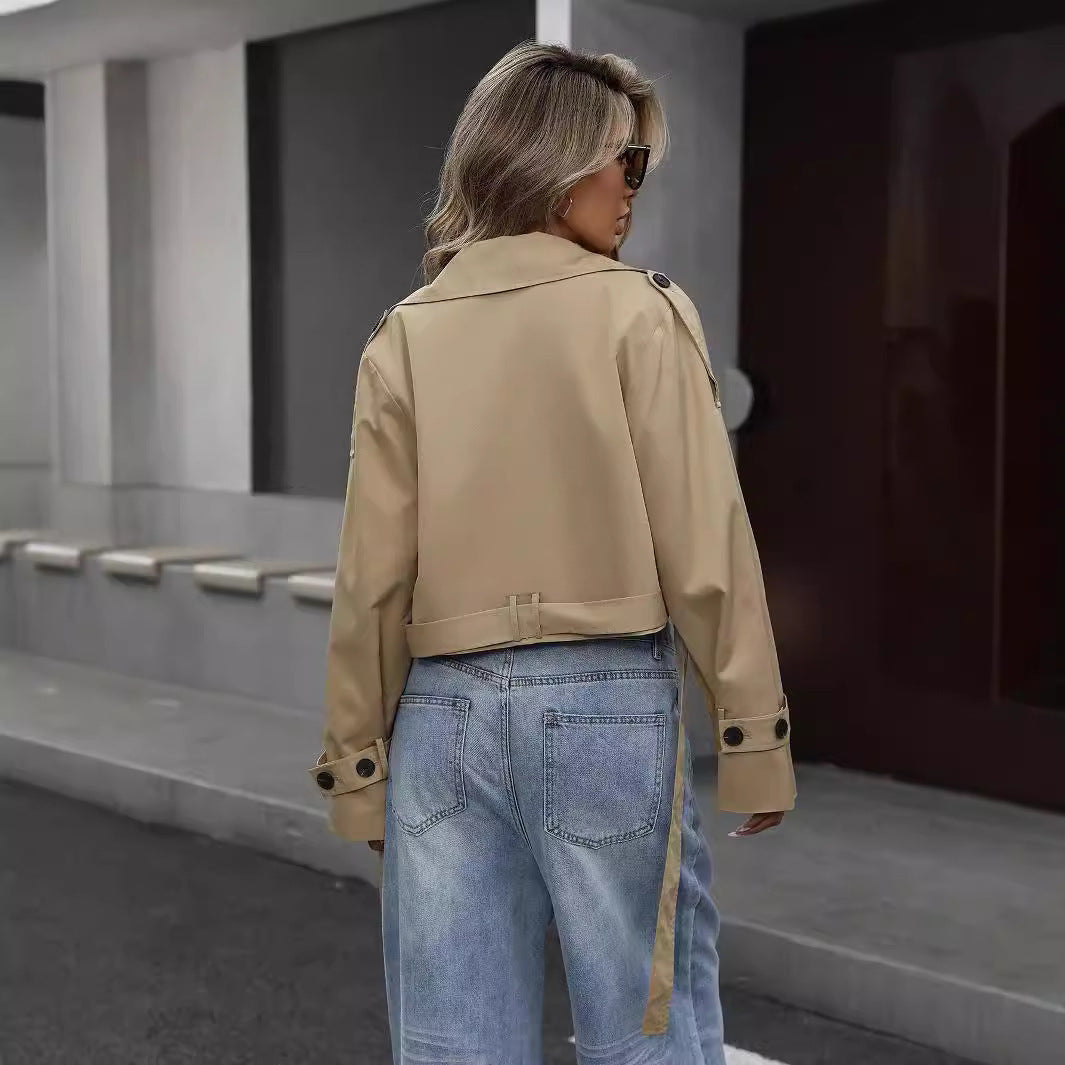 Vivian | Women's Cropped Trench Jacket | Double-Breasted · PNY