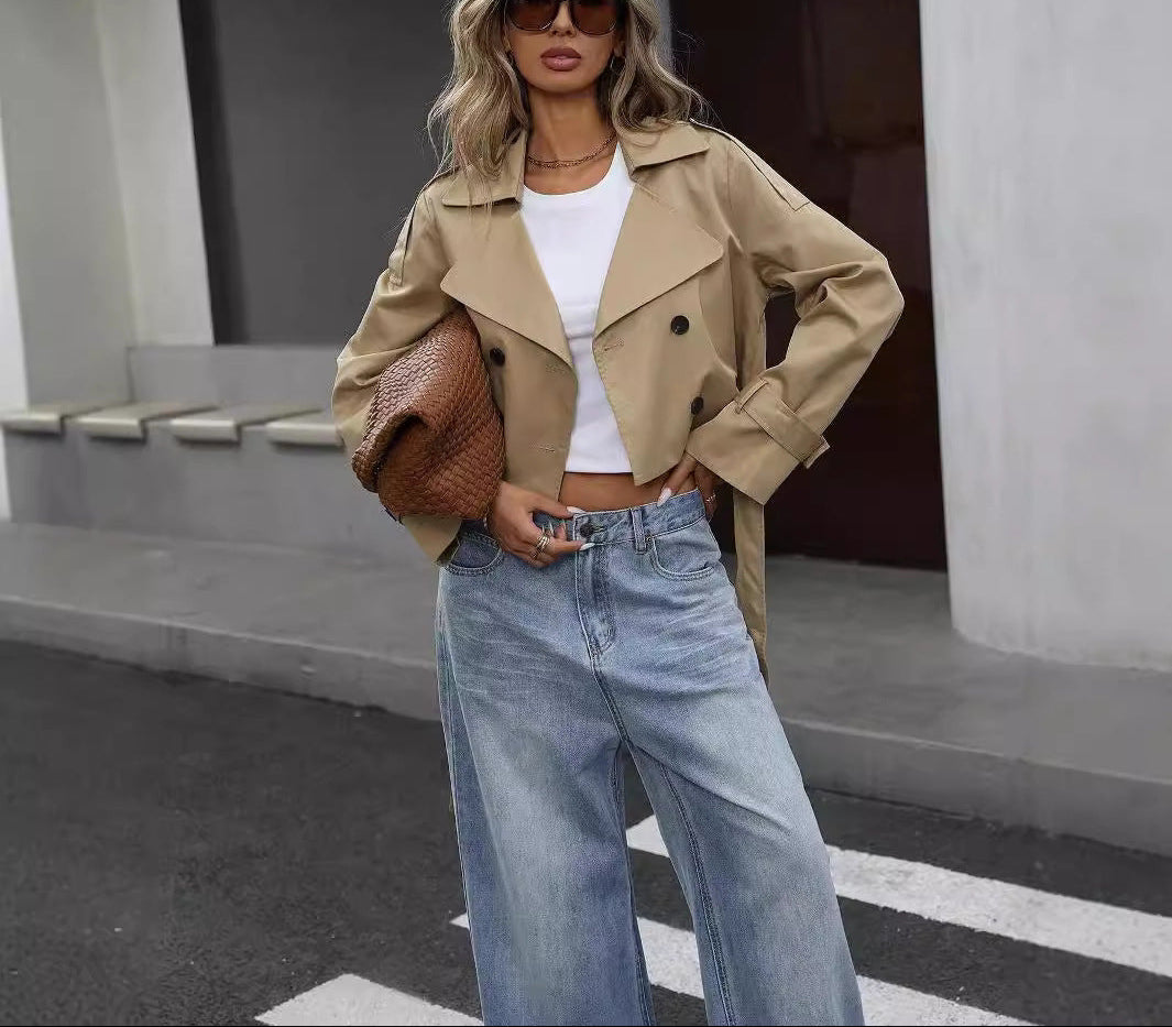 Vivian | Women's Cropped Trench Jacket | Double-Breasted · PNY
