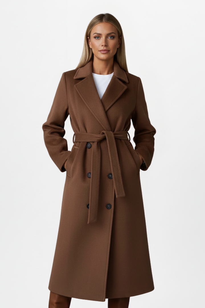 Vivian | Women's Double-Breasted Coat | Belted Waist · PNY