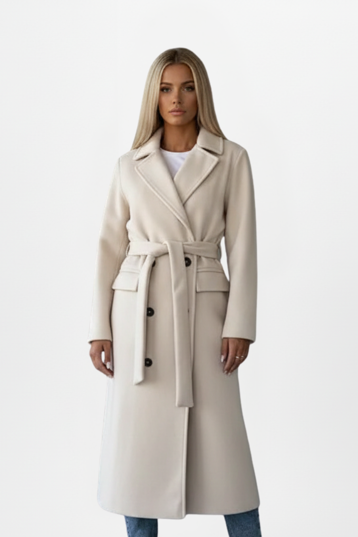 Vivian | Women's Double-Breasted Coat | Belted Waist · PNY