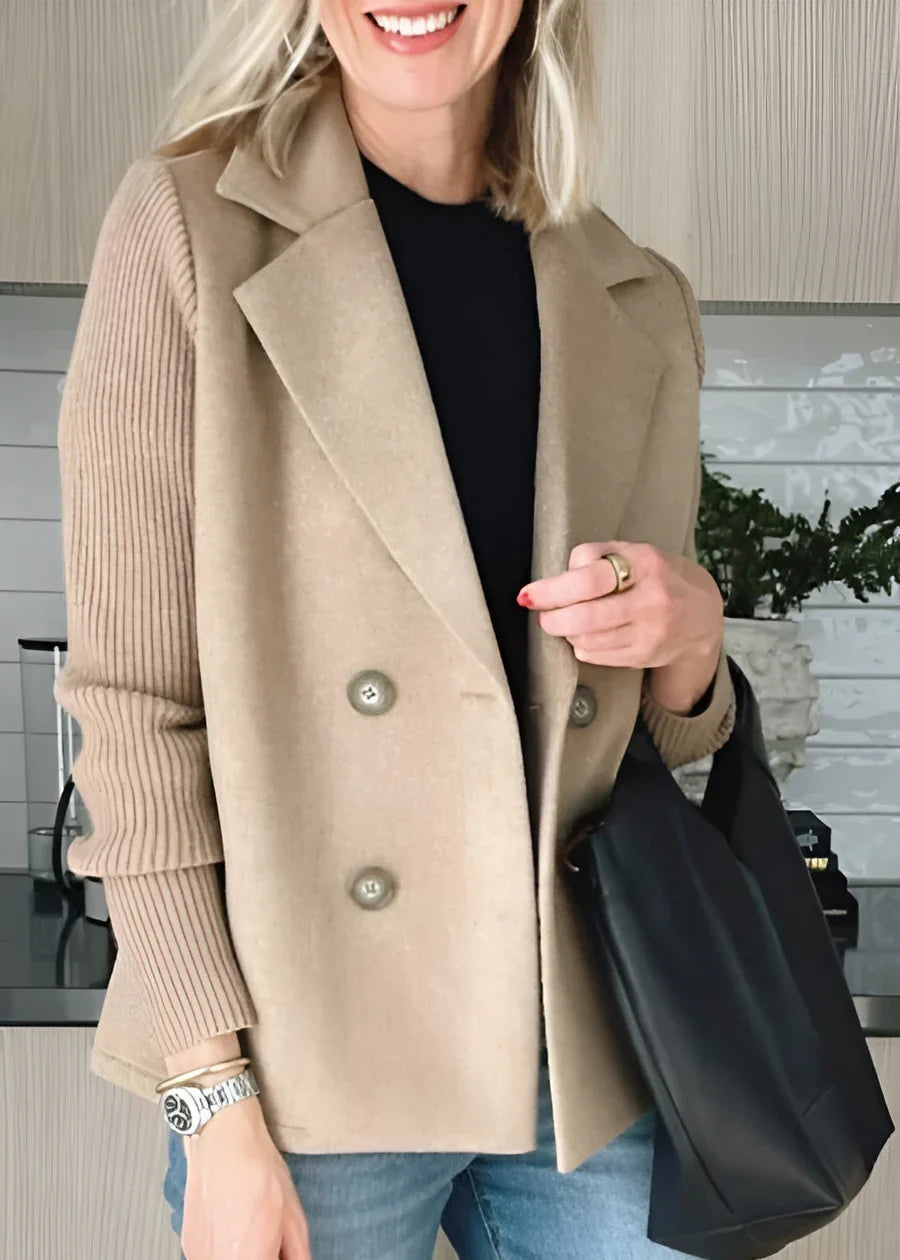 Vivian | Women's Double-Breasted Coat | Ribbed Sleeves · PNY