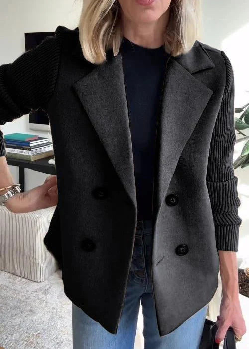 Vivian | Women's Double-Breasted Coat | Ribbed Sleeves · PNY