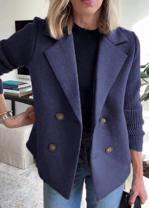 Vivian | Women's Double-Breasted Coat | Ribbed Sleeves · PNY