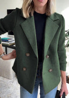 Vivian | Women's Double-Breasted Coat | Ribbed Sleeves · PNY