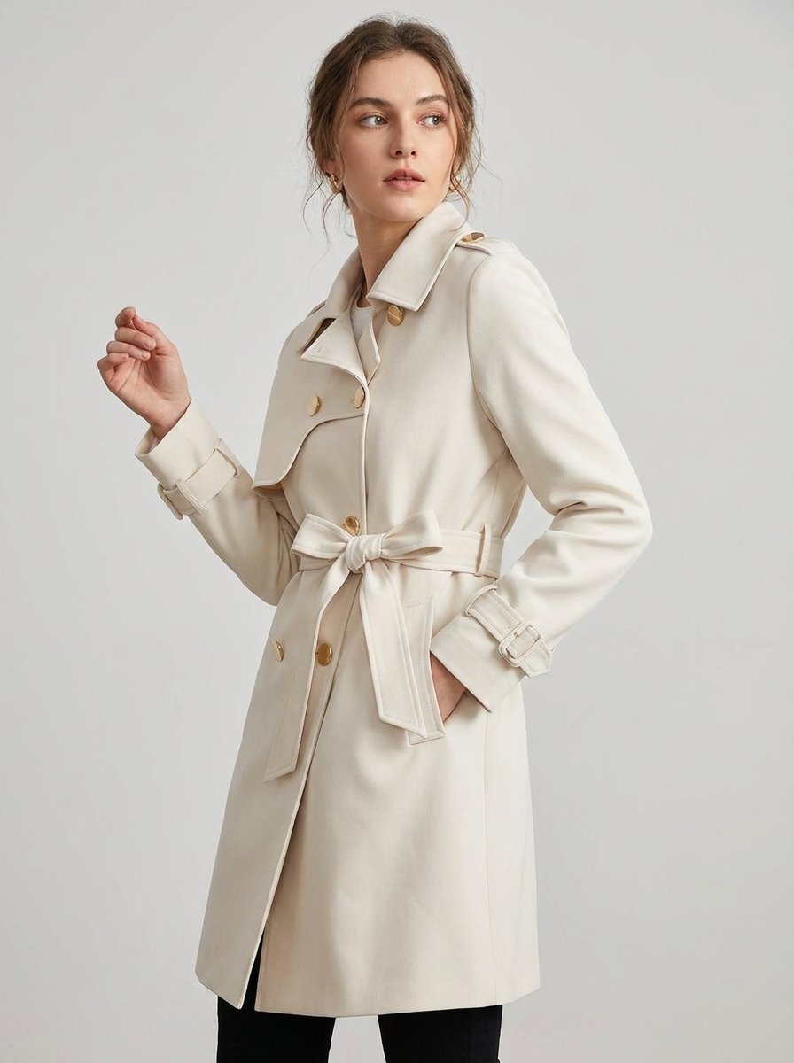 Vivian | Women's Double-Breasted Trench Coat | Belted Waist
