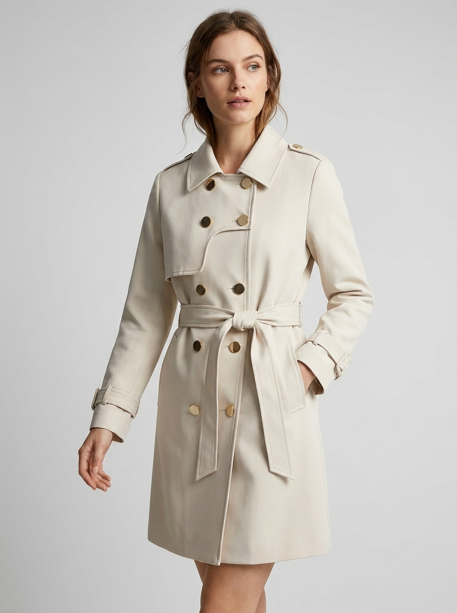 Vivian | Women's Double-Breasted Trench Coat | Belted Waist