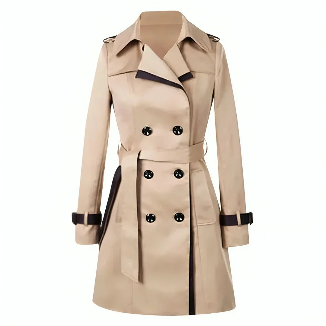 Vivian | Women's Double-Breasted Trench Coat | Contrast Trim · PNY