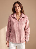 Vivian | Women's Half-Zip Pullover | Ribbed Fleece · PNY