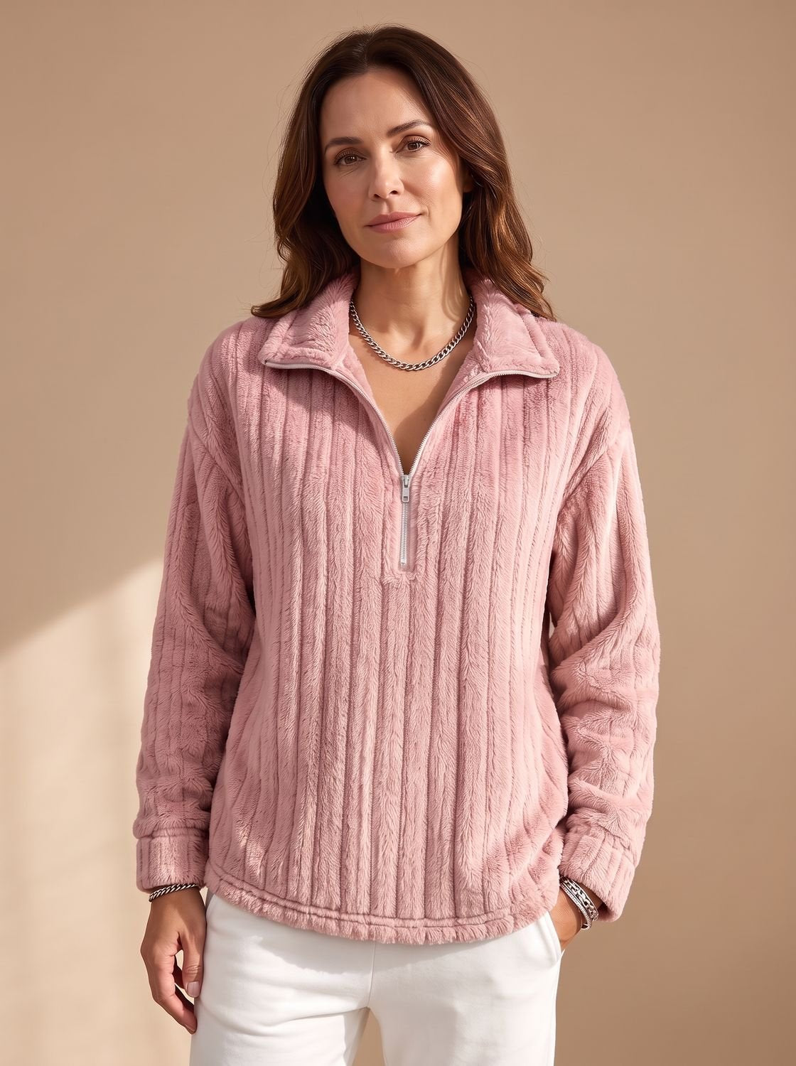 Vivian | Women's Half-Zip Pullover | Ribbed Fleece · PNY