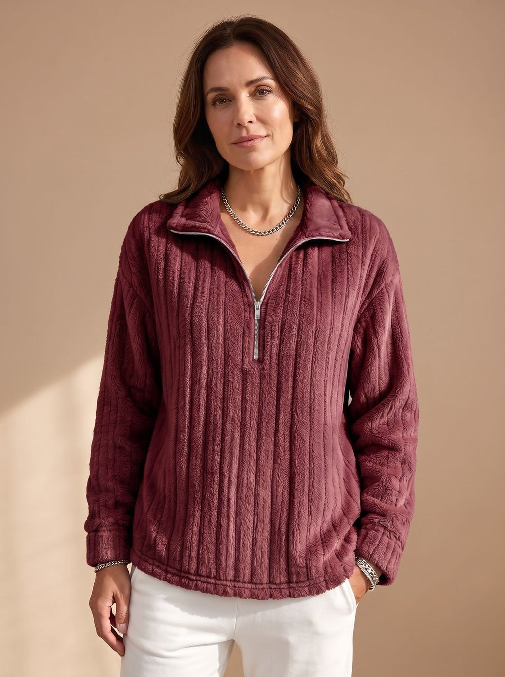 Vivian | Women's Half-Zip Pullover | Ribbed Fleece · PNY