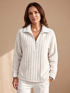 Vivian | Women's Half-Zip Pullover | Ribbed Fleece · PNY