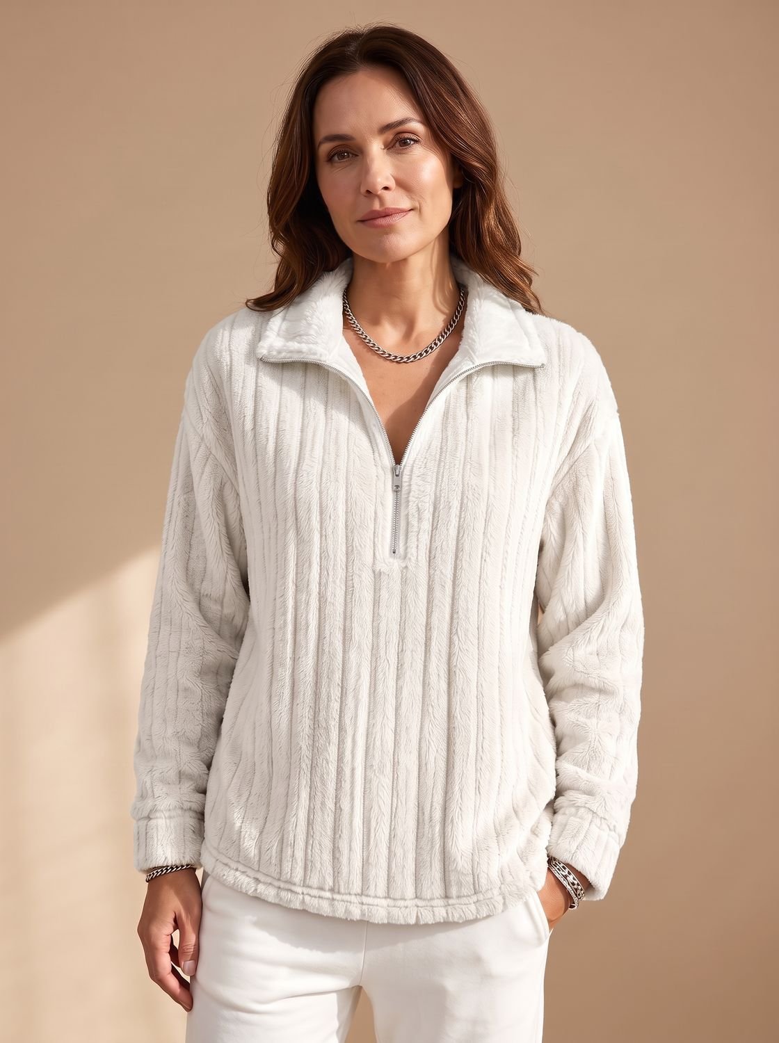 Vivian | Women's Half-Zip Pullover | Ribbed Fleece · PNY