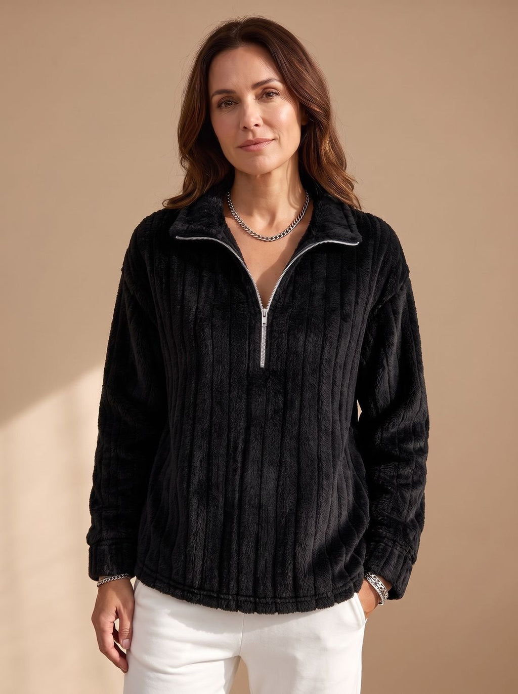 Vivian | Women's Half-Zip Pullover | Ribbed Fleece · PNY