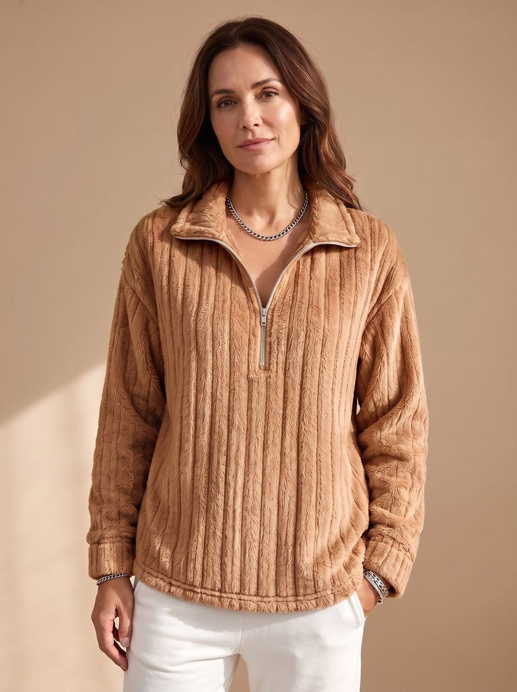 Vivian | Women's Half-Zip Pullover | Ribbed Fleece · PNY