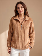 Vivian | Women's Half-Zip Pullover | Ribbed Fleece · PNY