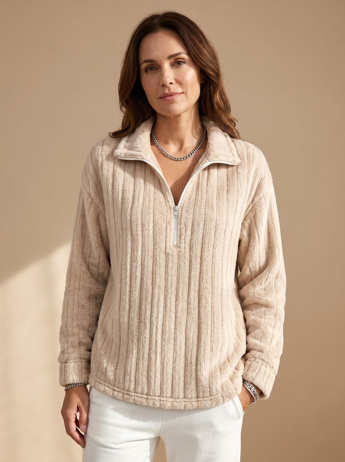 Vivian | Women's Half-Zip Pullover | Ribbed Fleece · PNY