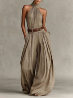 Vivian | Women's Halter Jumpsuit | Wide-Leg · PNY