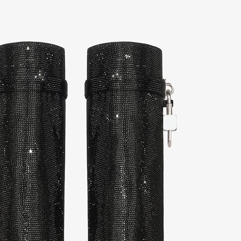 Vivian | Women's Knee-High Boots | Rhinestone Padlock · PNY