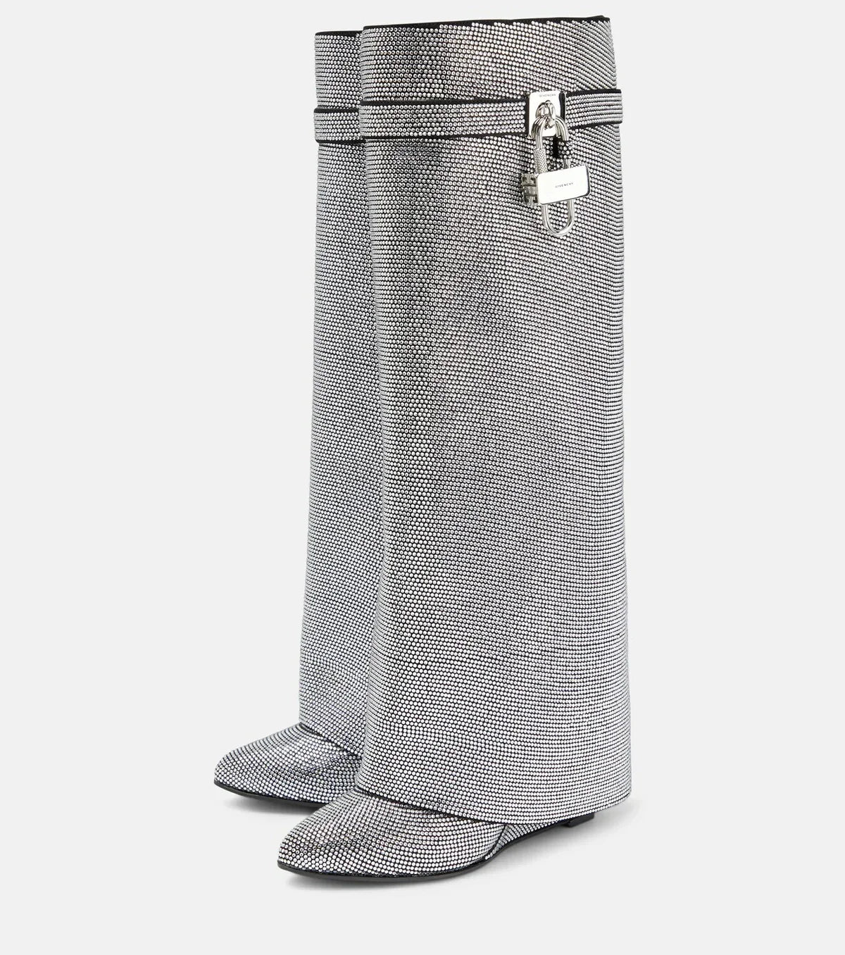 Vivian | Women's Knee-High Boots | Rhinestone Padlock · PNY