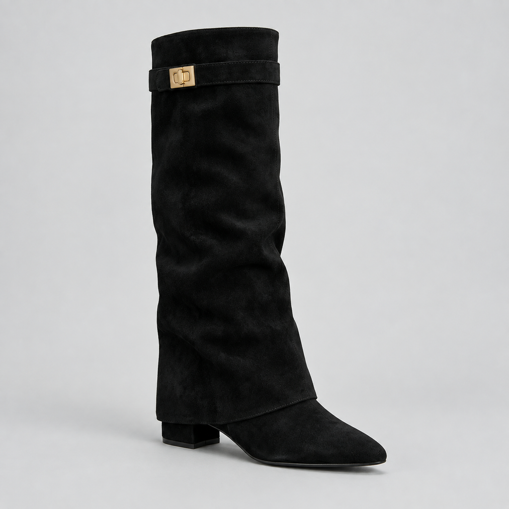 Vivian | Women's Knee-High Boots | Suede Fold-Over · PNY