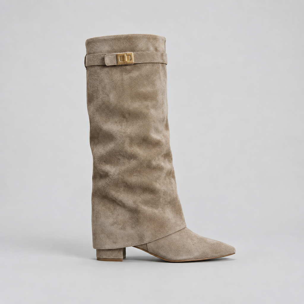 Vivian | Women's Knee-High Boots | Suede Fold-Over · PNY